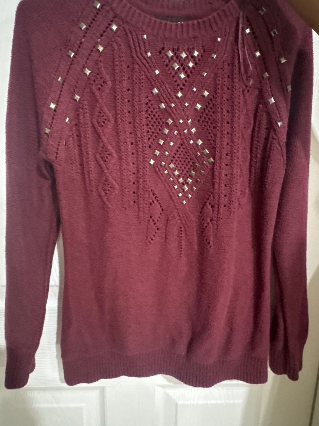 Jessica Women's Burgundy Studded Sweater - photo 2