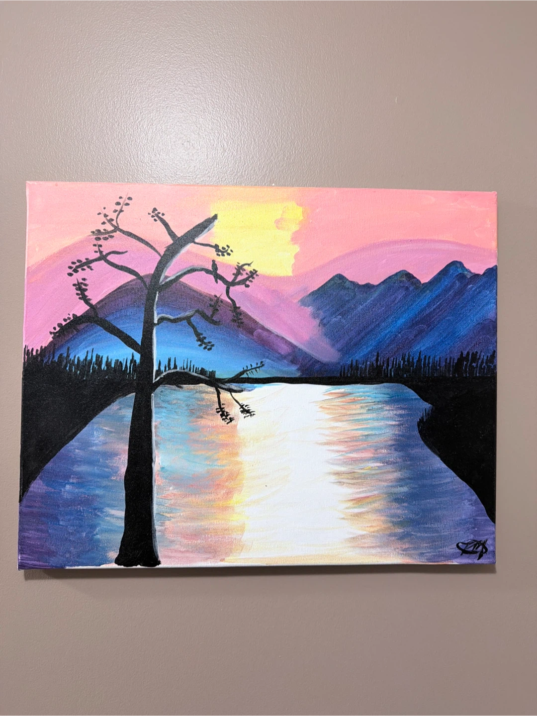 Hand-Painted Canvas Art - Sunset Landscape