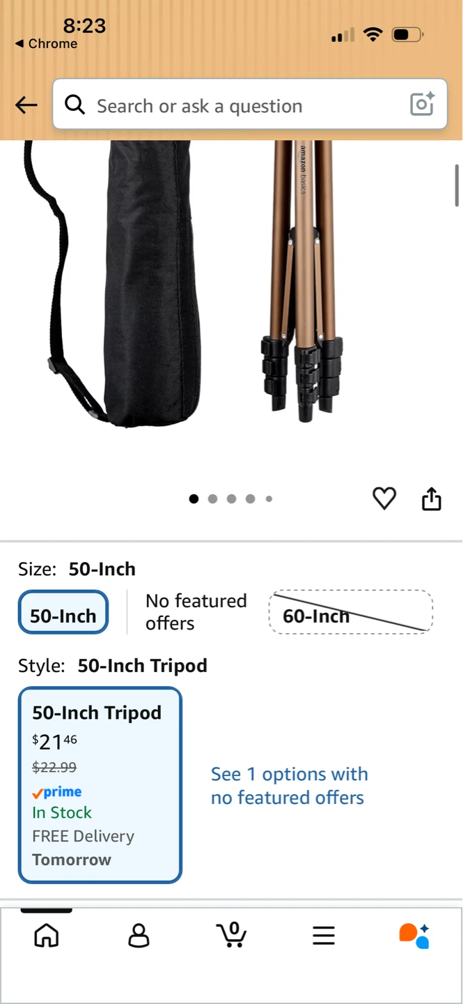 Amazon Basics 50-Inch Tripod with Carrying Bag - photo 2