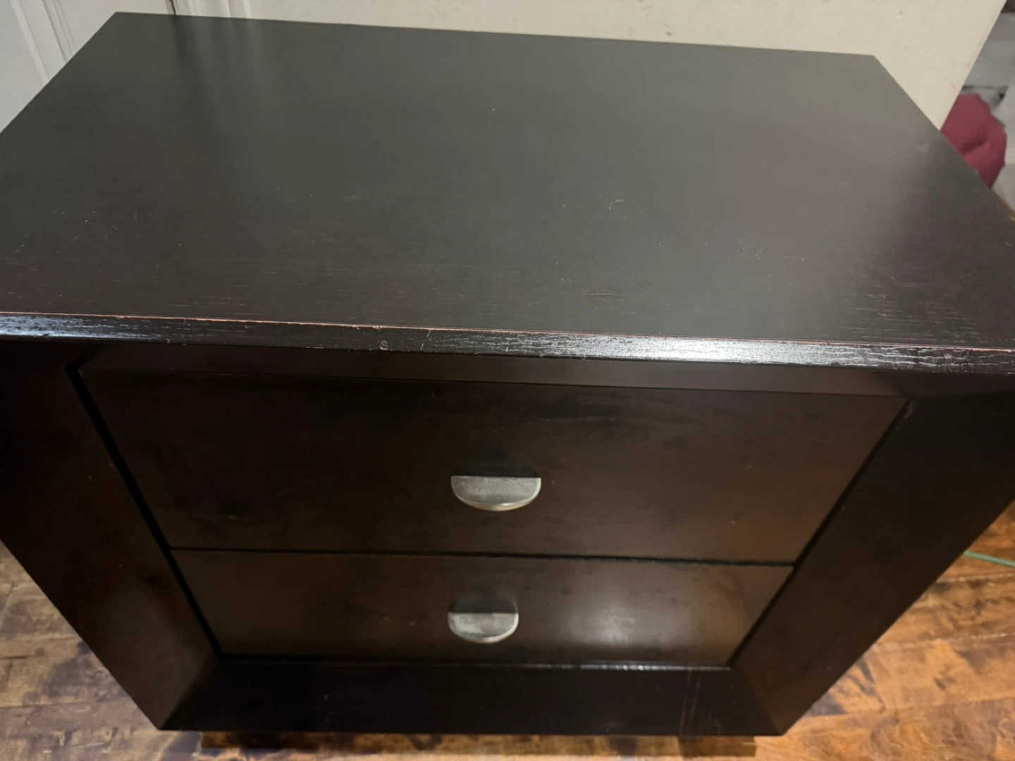 Dark Brown Two-Drawer Nightstand - photo 2