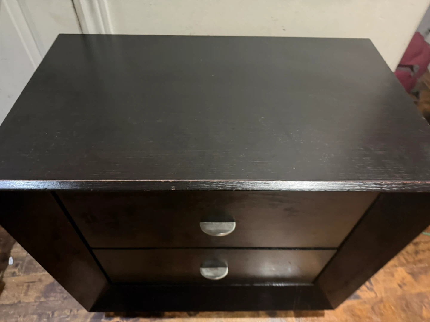 Dark Brown Two-Drawer Nightstand