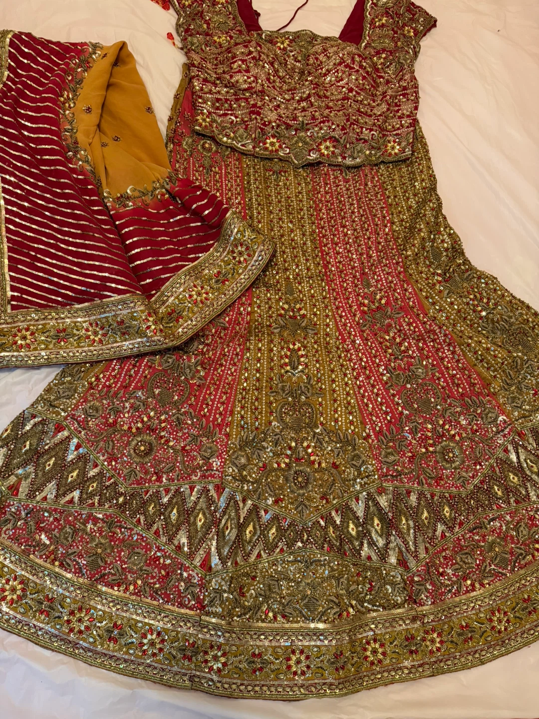 Embellished Red and Gold Indian Lehenga Set - photo 5