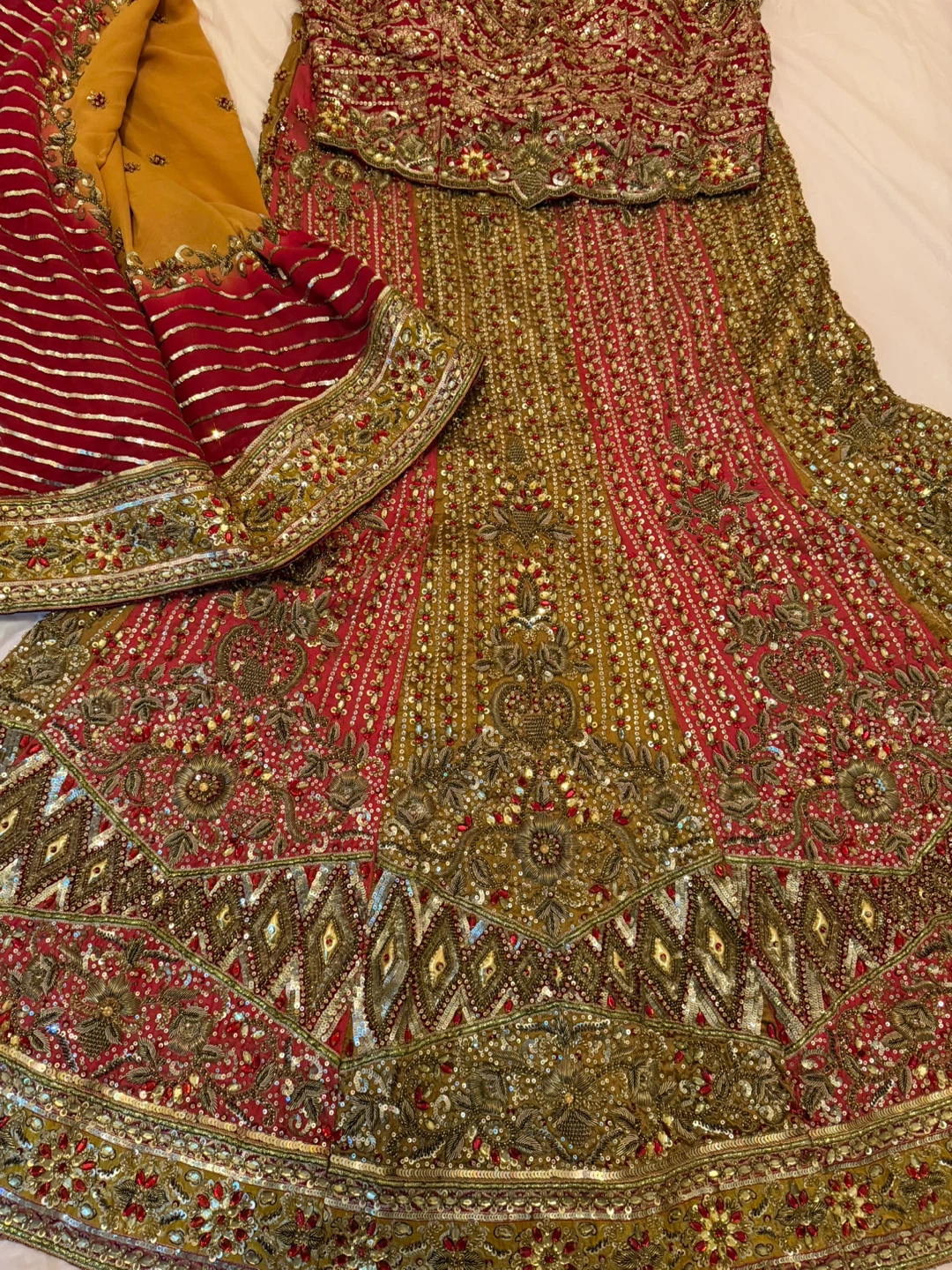 Embellished Red and Gold Indian Lehenga Set - photo 4