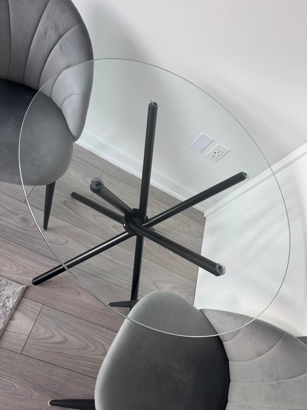 Glass Top Dining Set with 2 Grey Chairs - photo 2