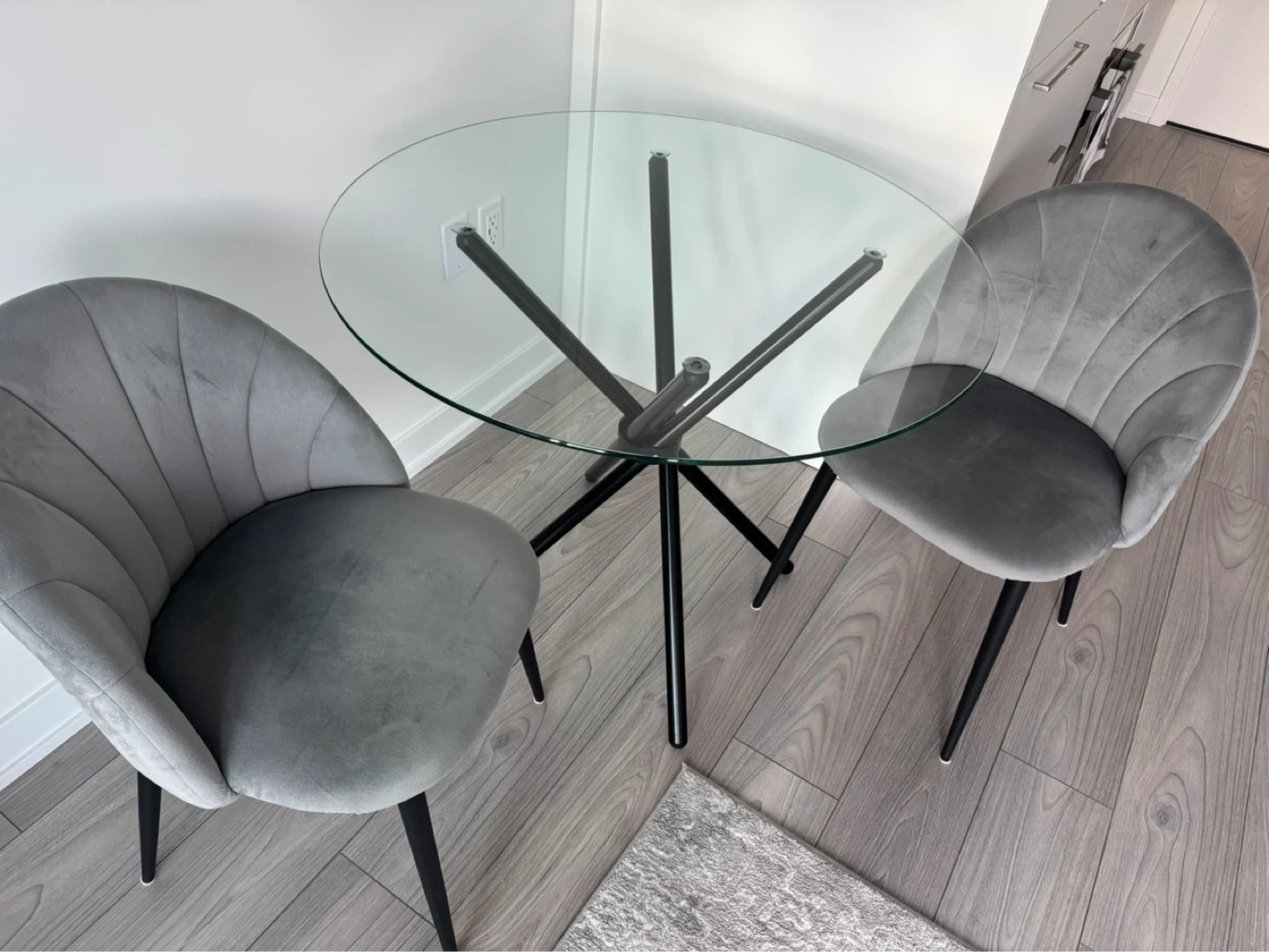 Glass Top Dining Set with 2 Grey Chairs - photo 4