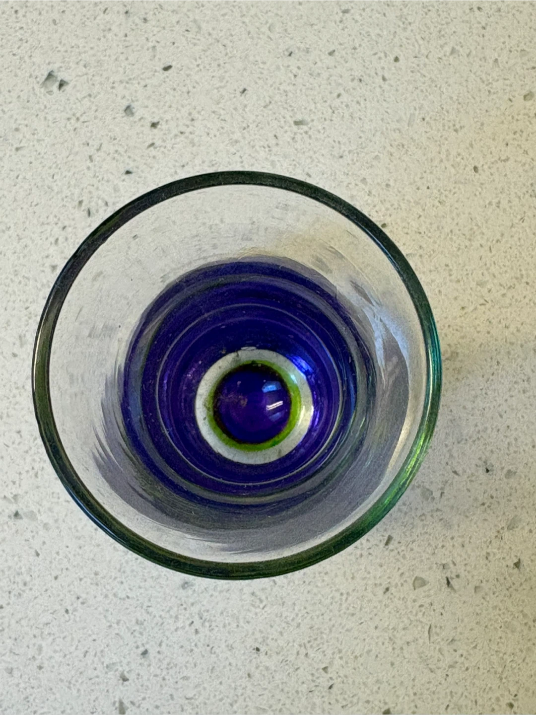 Set of 6 Glass Shot Glasses with coloured  Swirl Accent