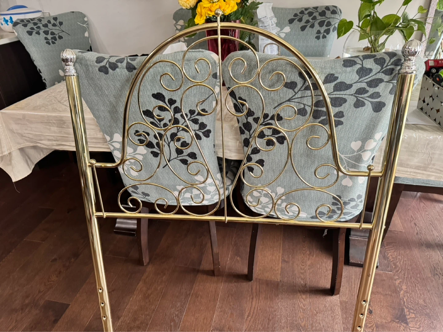 Brass Headboard and Metal Bed Frame - photo 4