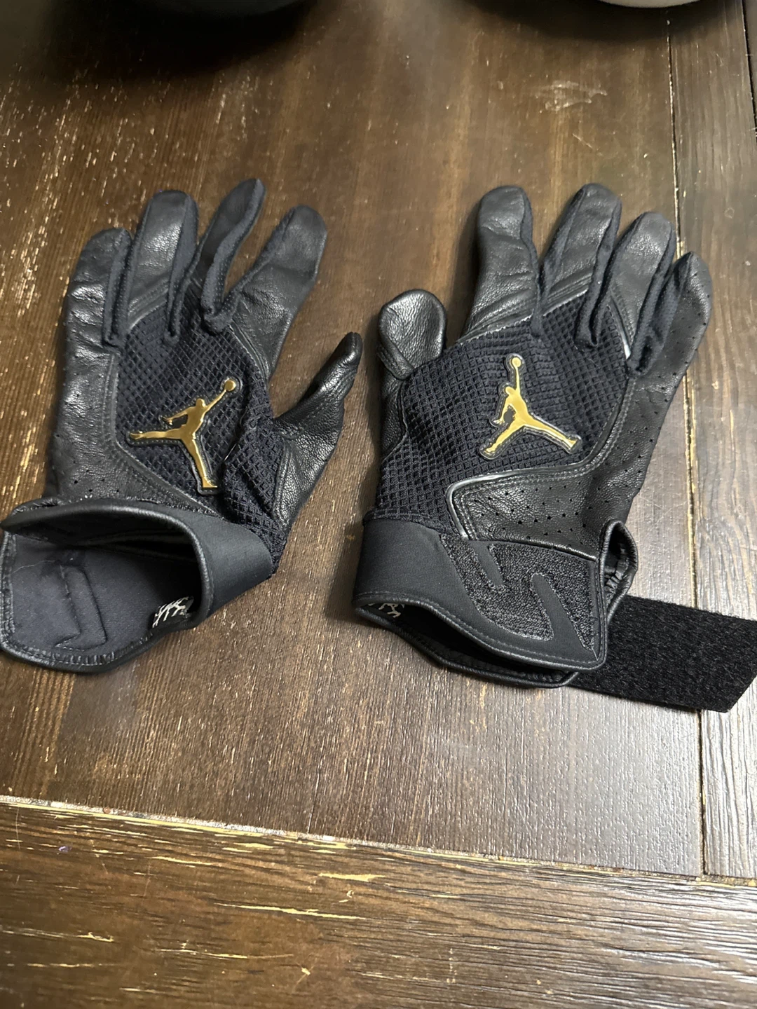 Black and gold Jordan Batting Gloves
