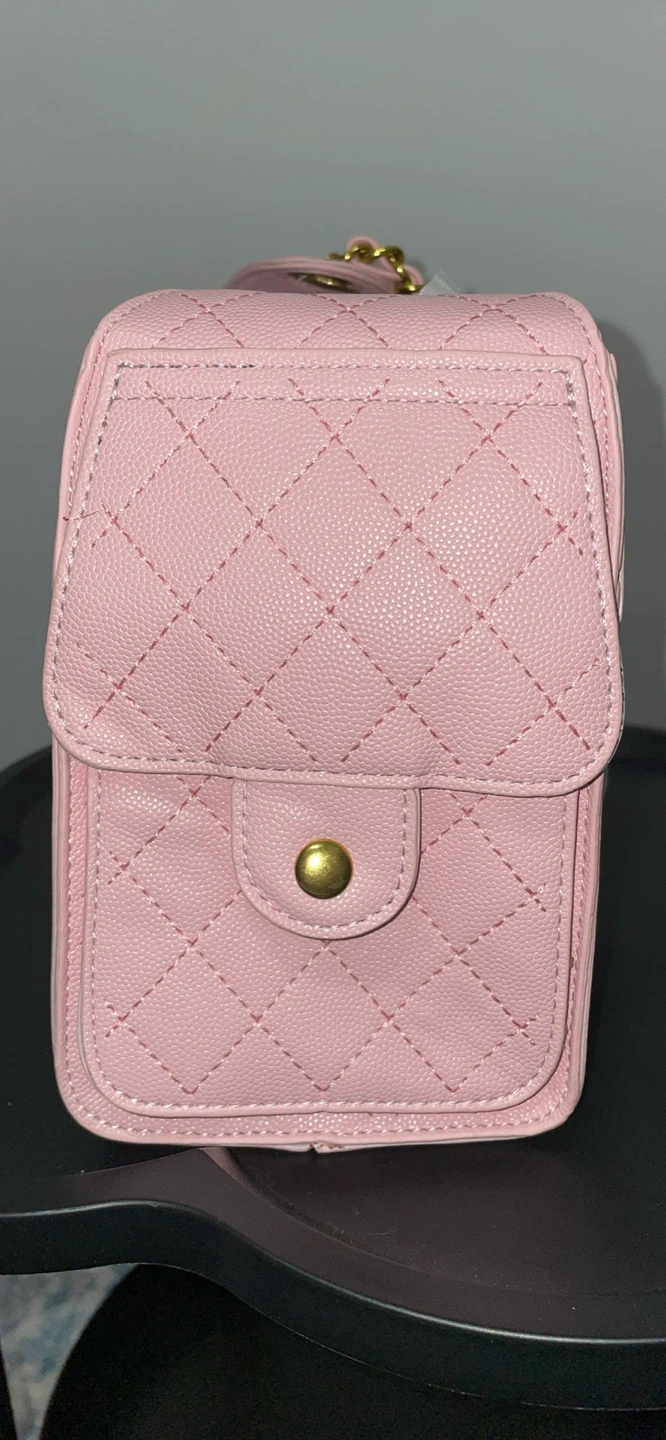 Pink Quilted Bucket Bag with Gold Chain - photo 3