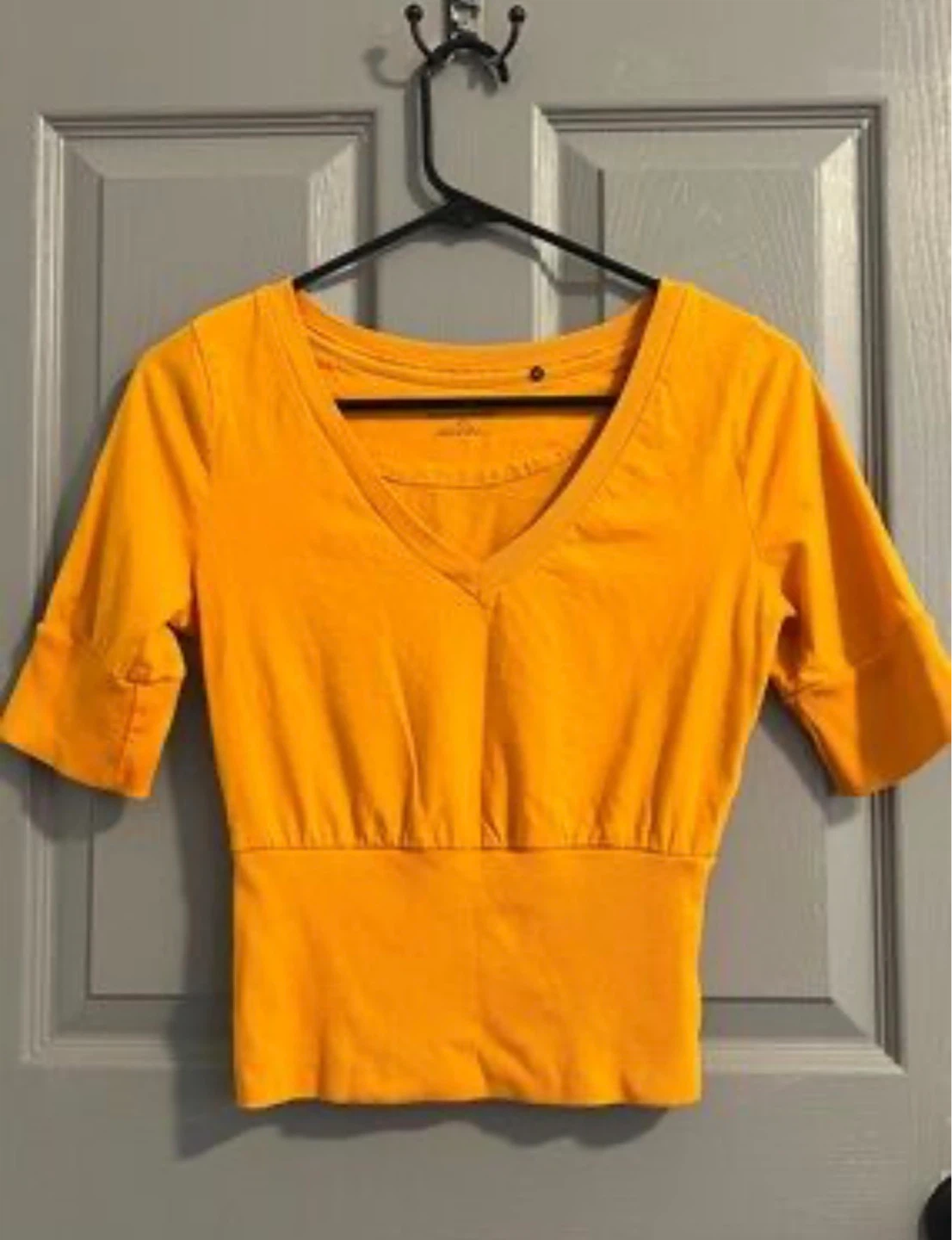 Orange V-Neck Cropped Top