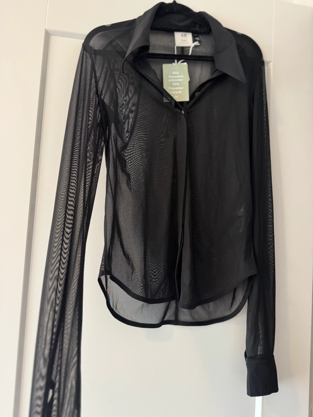 H&M Black Mesh Button-Up Shirt