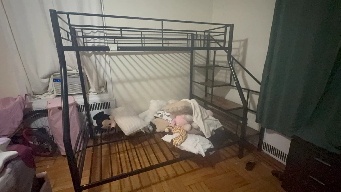 Black Metal Loft Bed with Stairs