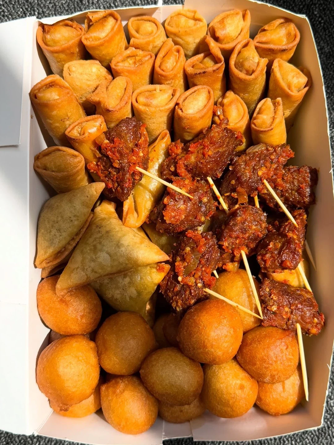 Dammy's Party Trays Puff Puff, Spring Rolls, Samosas, and Suya - photo 2