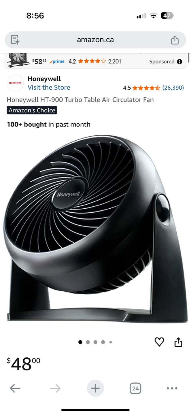 Honeywell Turbo Table Air Circulator Fan - photo 2