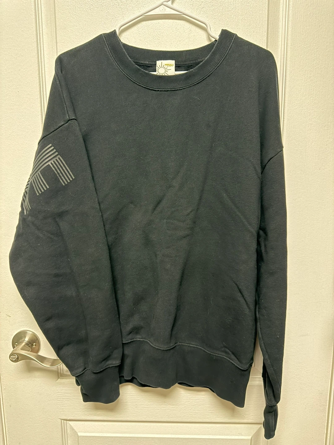 Black Offline Crewneck Sweatshirt with Thumbholes