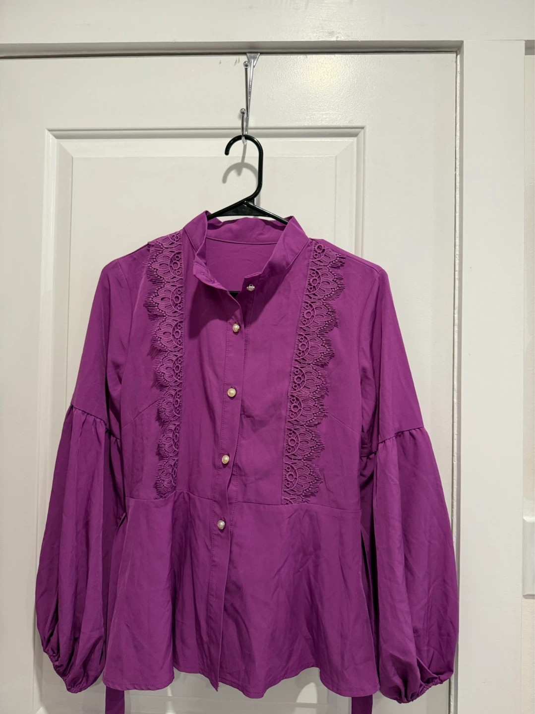 Purple Long Sleeve Top with Lace Detail - photo 3