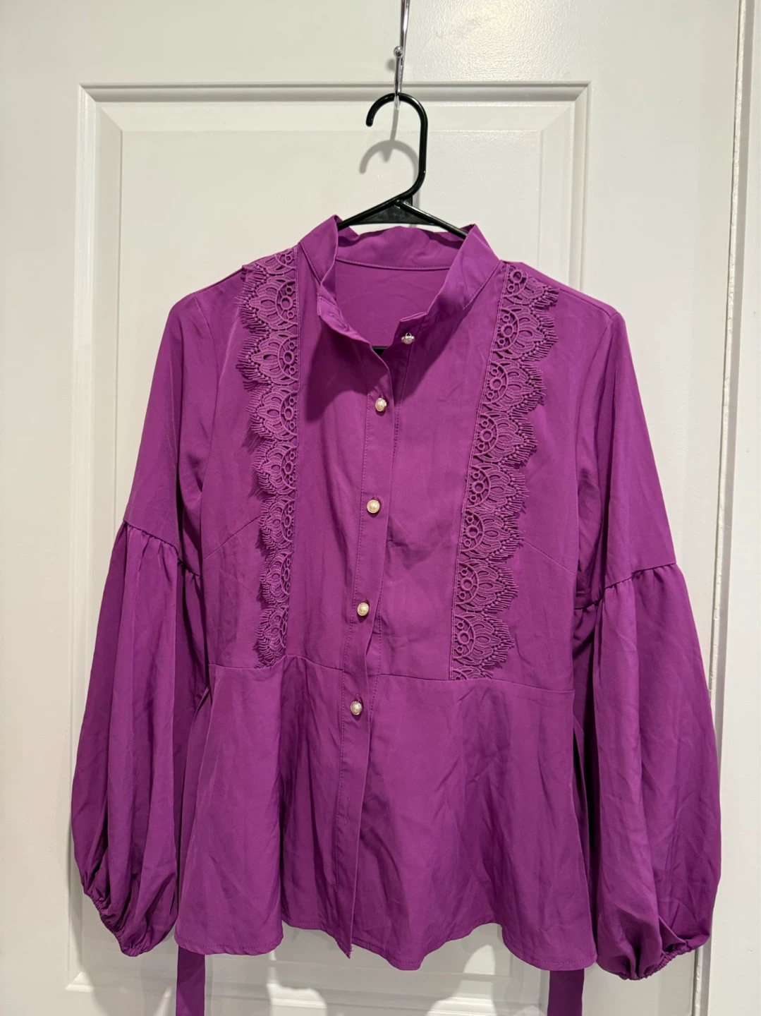 Purple Long Sleeve Top with Lace Detail - photo 2