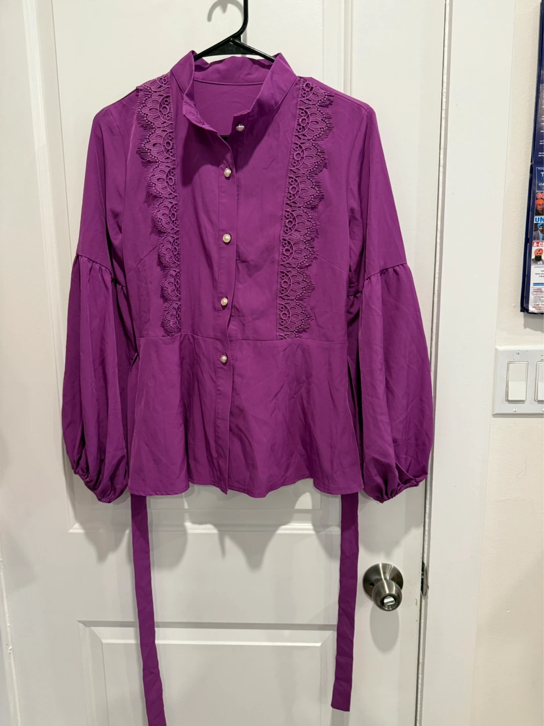 Purple Long Sleeve Top with Lace Detail