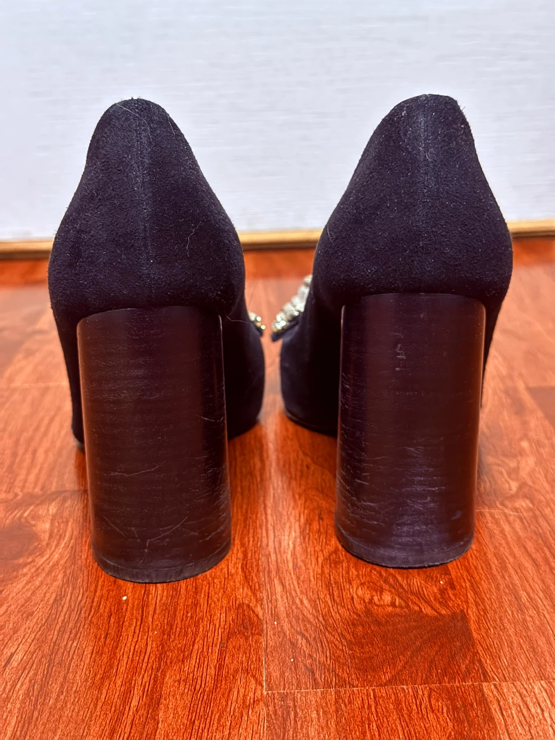 Strategia Black Suede Heels with Embellished Buckle - photo 4