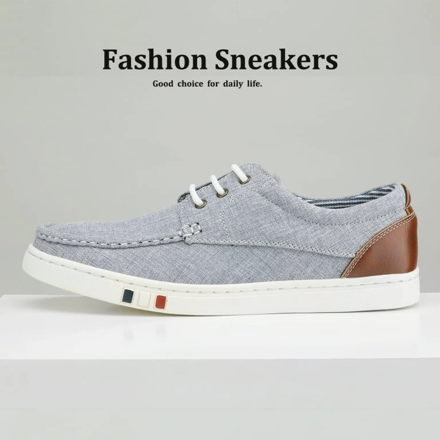 Grey Fashion Sneakers with Brown Accents - photo 2