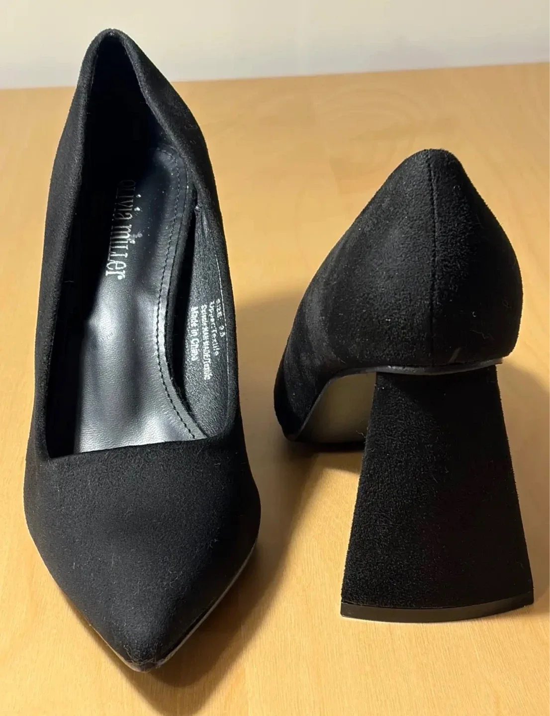 Olivia Miller Black Suede Block Heels Size 9.5