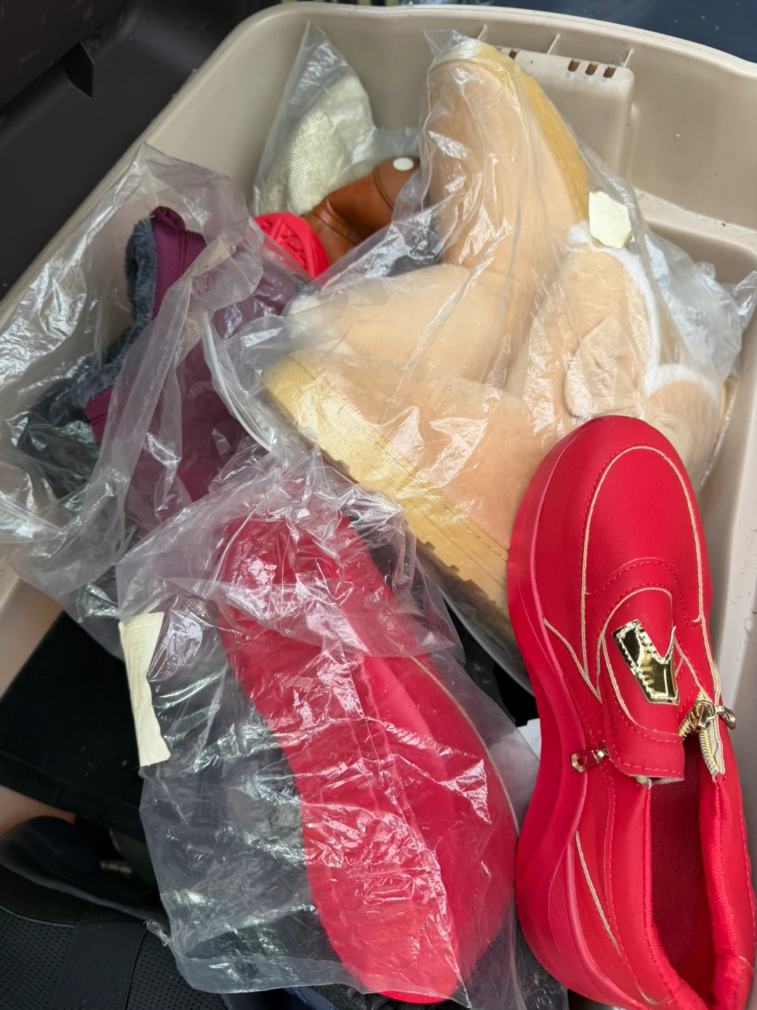 Red Women's Loafers with Gold Embellishment - photo 2