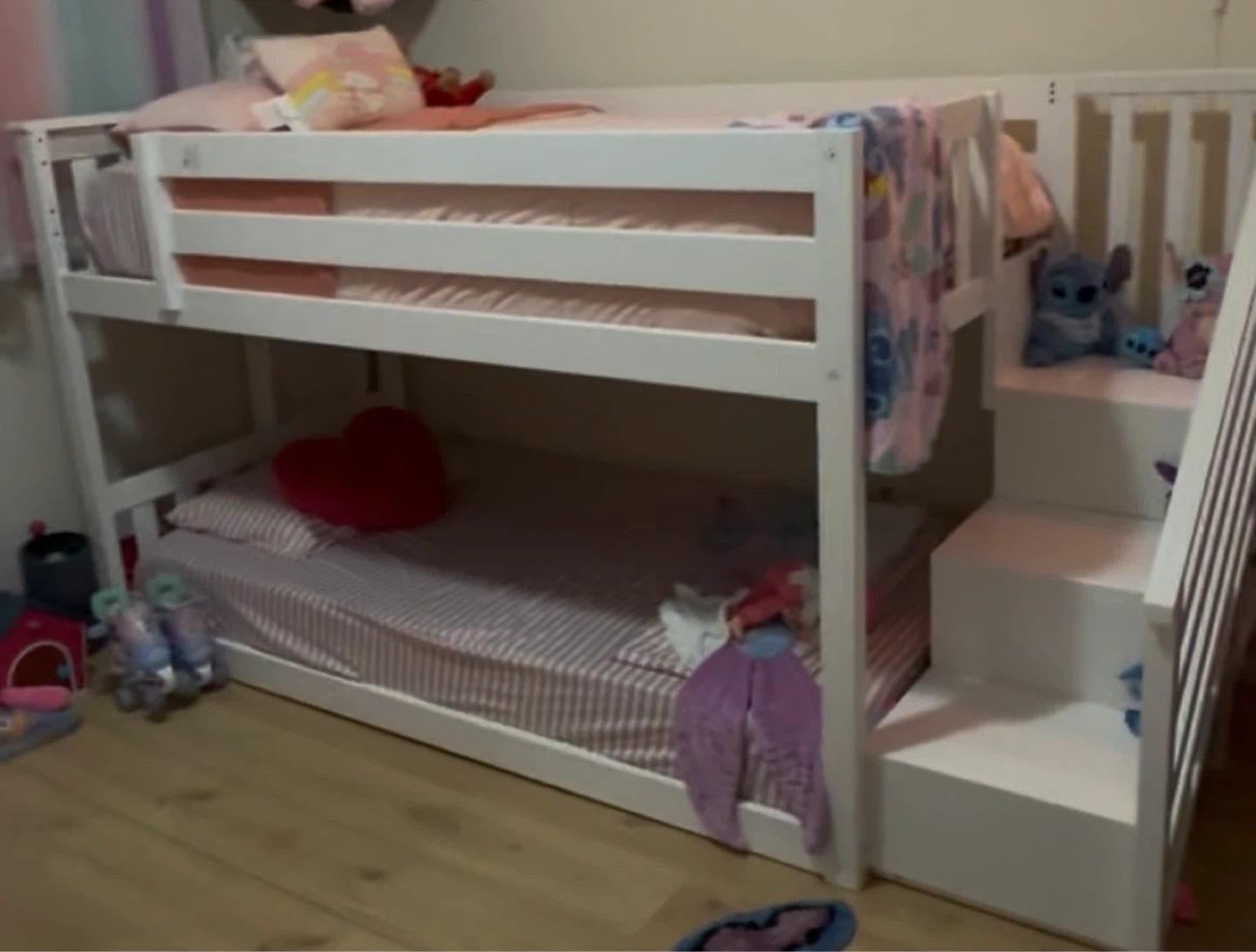 White Bunk Bed with Steps