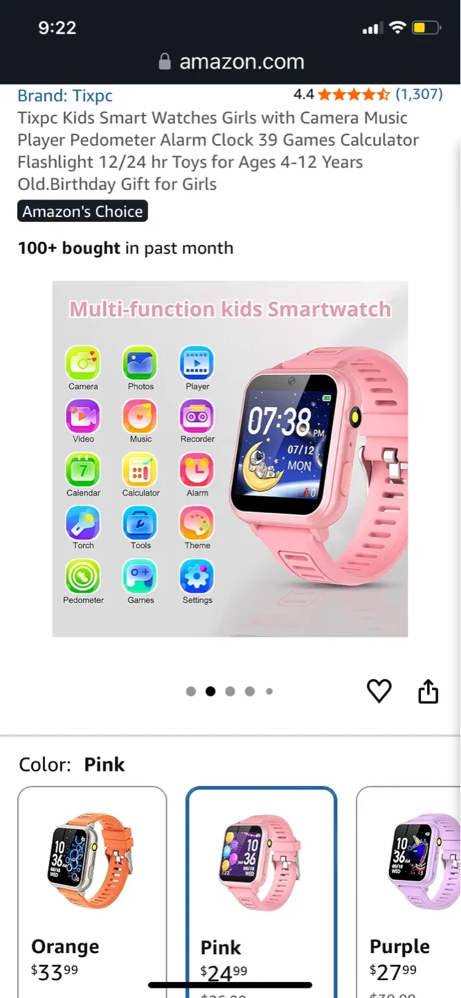 Tixpc Kids Smart Watch - Pink - photo 2