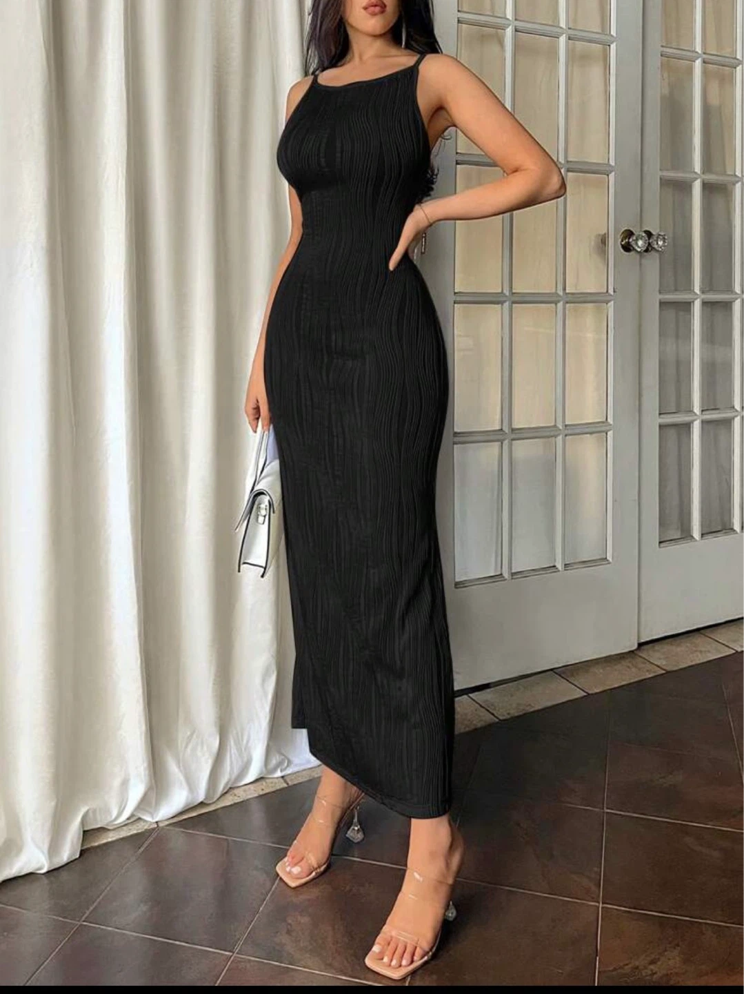 Black Ribbed Maxi Dress