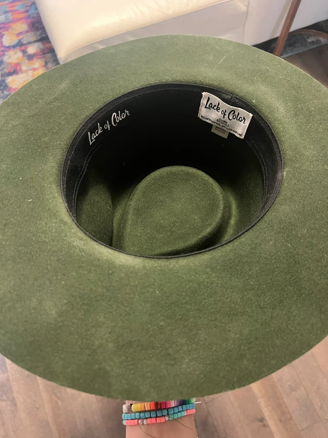 Lack of Color Olive Green Wool Fedora Hat Size XL - photo 3