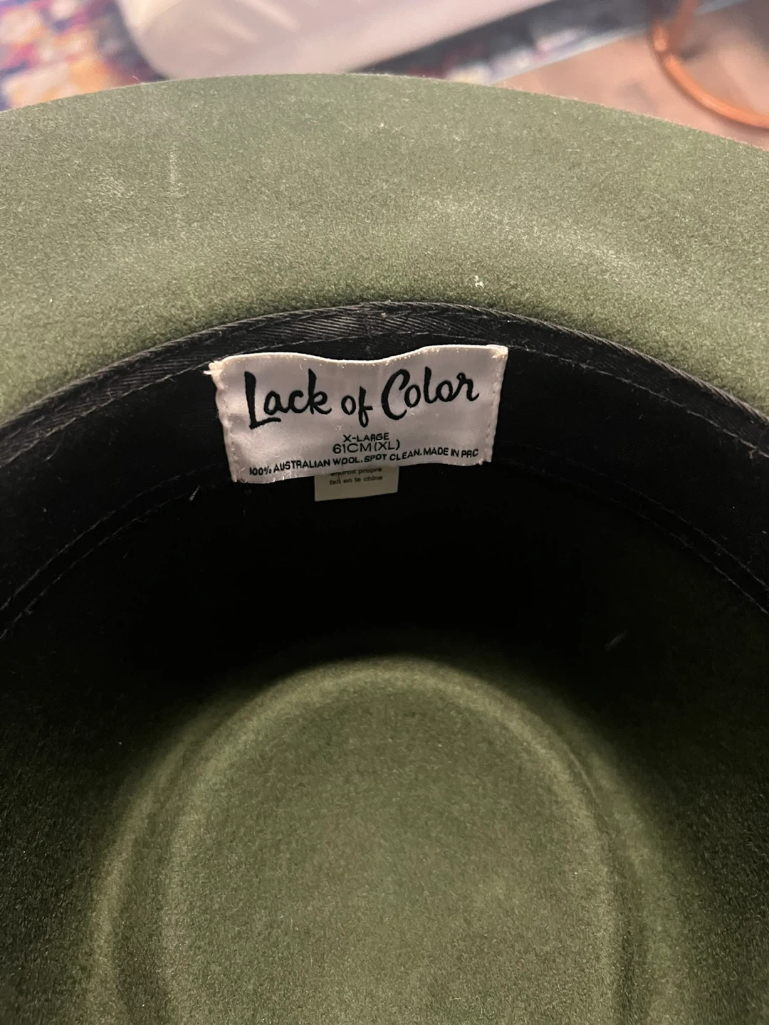 Lack of Color Olive Green Wool Fedora Hat Size XL - photo 4