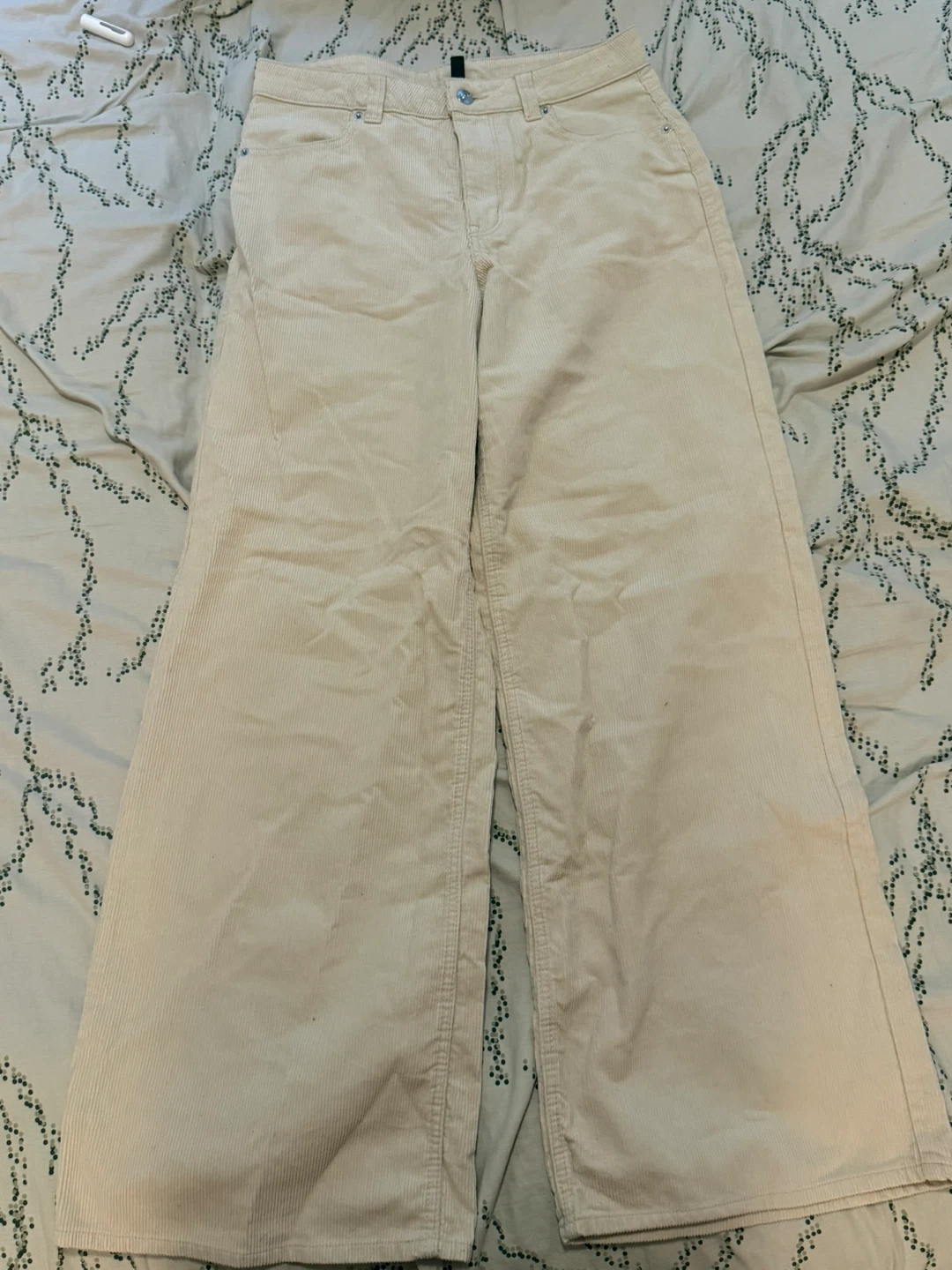 H&M Divided Corduroy Wide-Leg Pants Beige Size 4