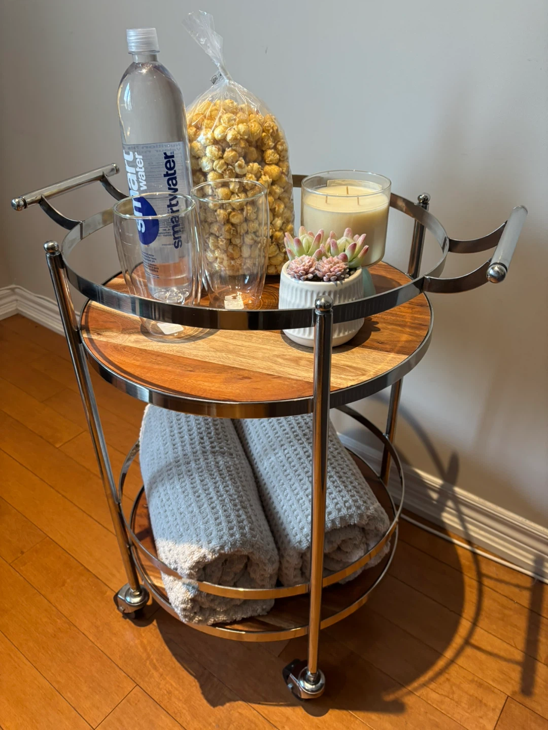 2-Tier Bar Cart with Wooden Tops - photo 3