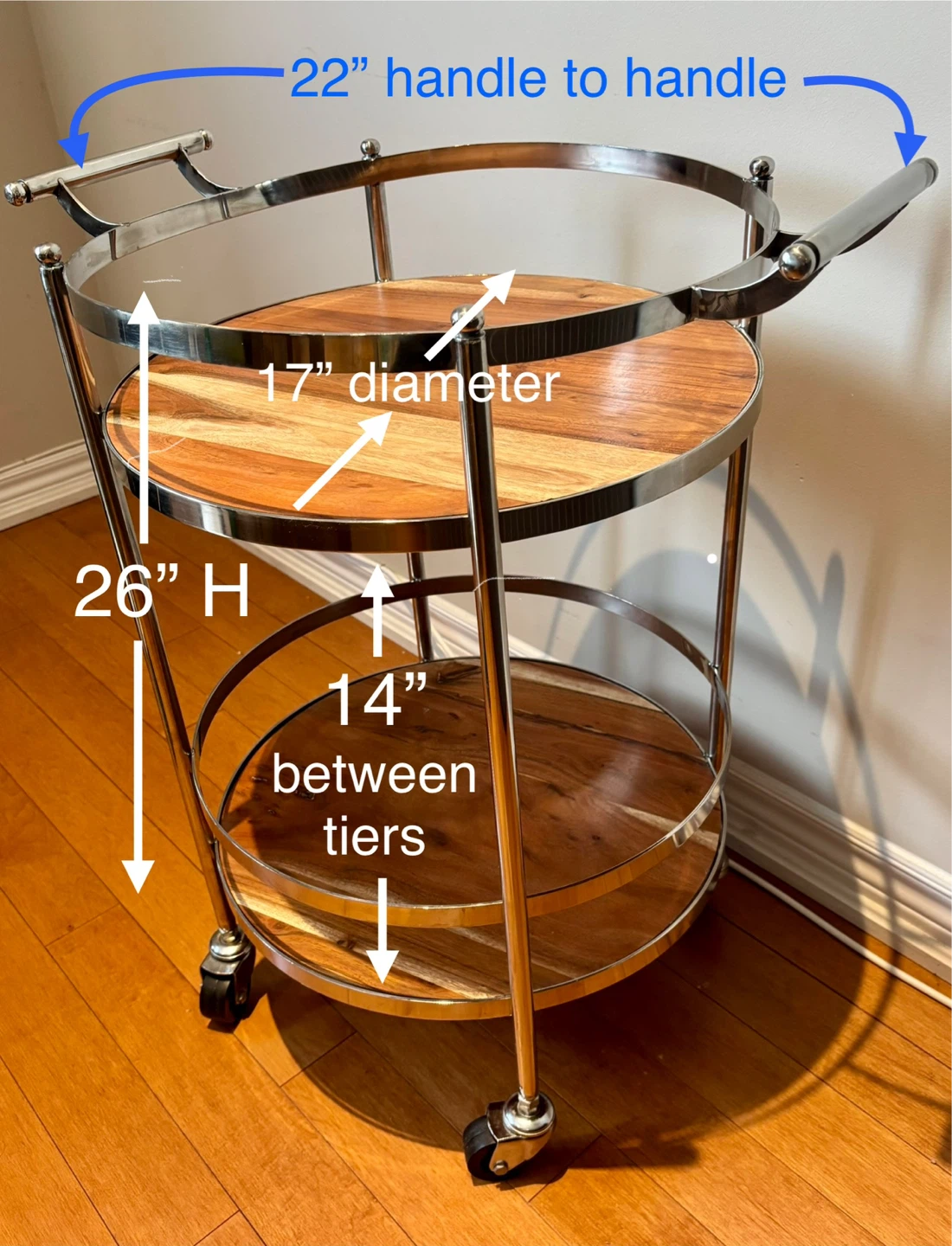 2-Tier Bar Cart with Wooden Tops - photo 5