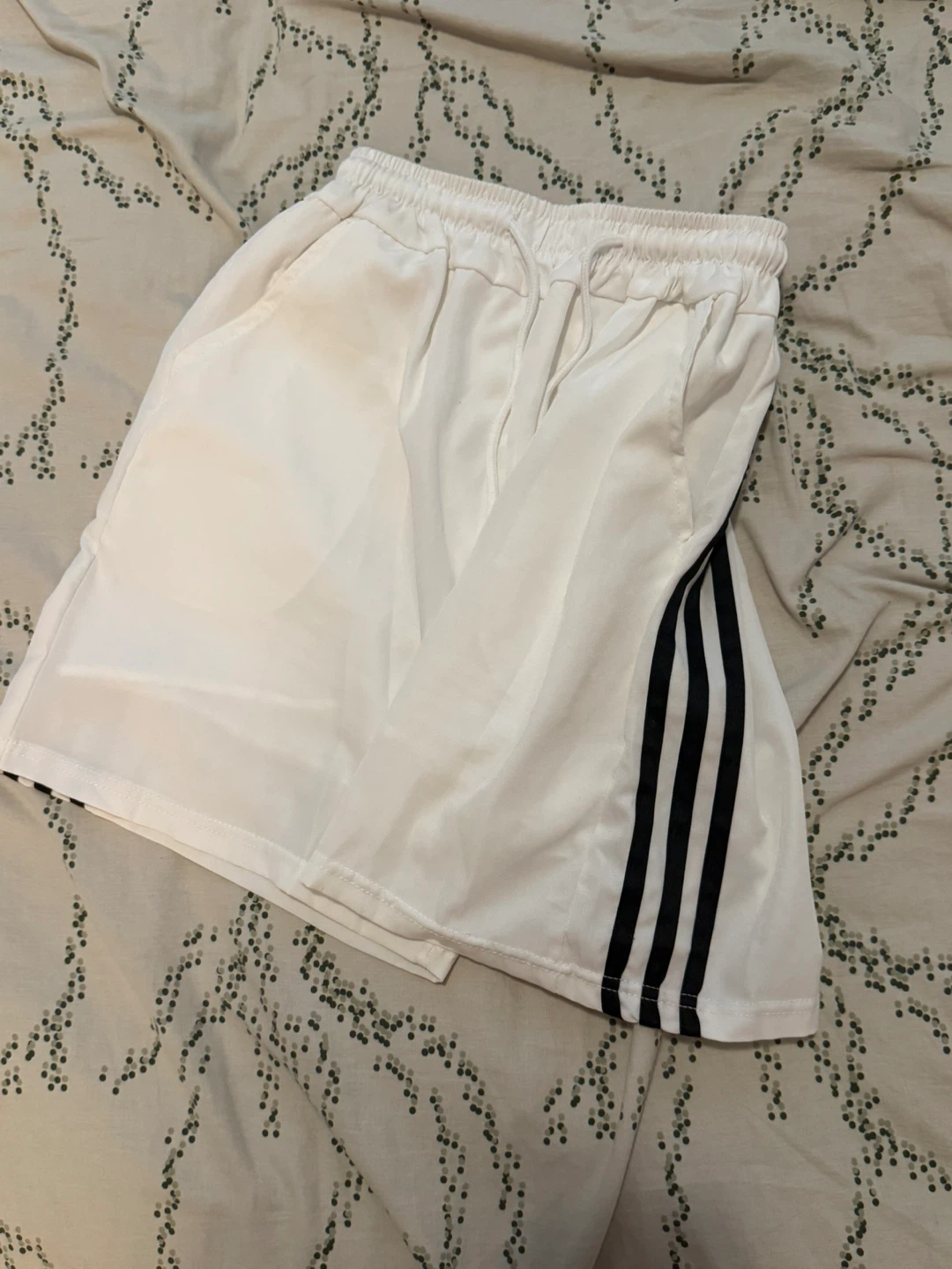 White Athletic Shorts with Black Stripes - photo 2