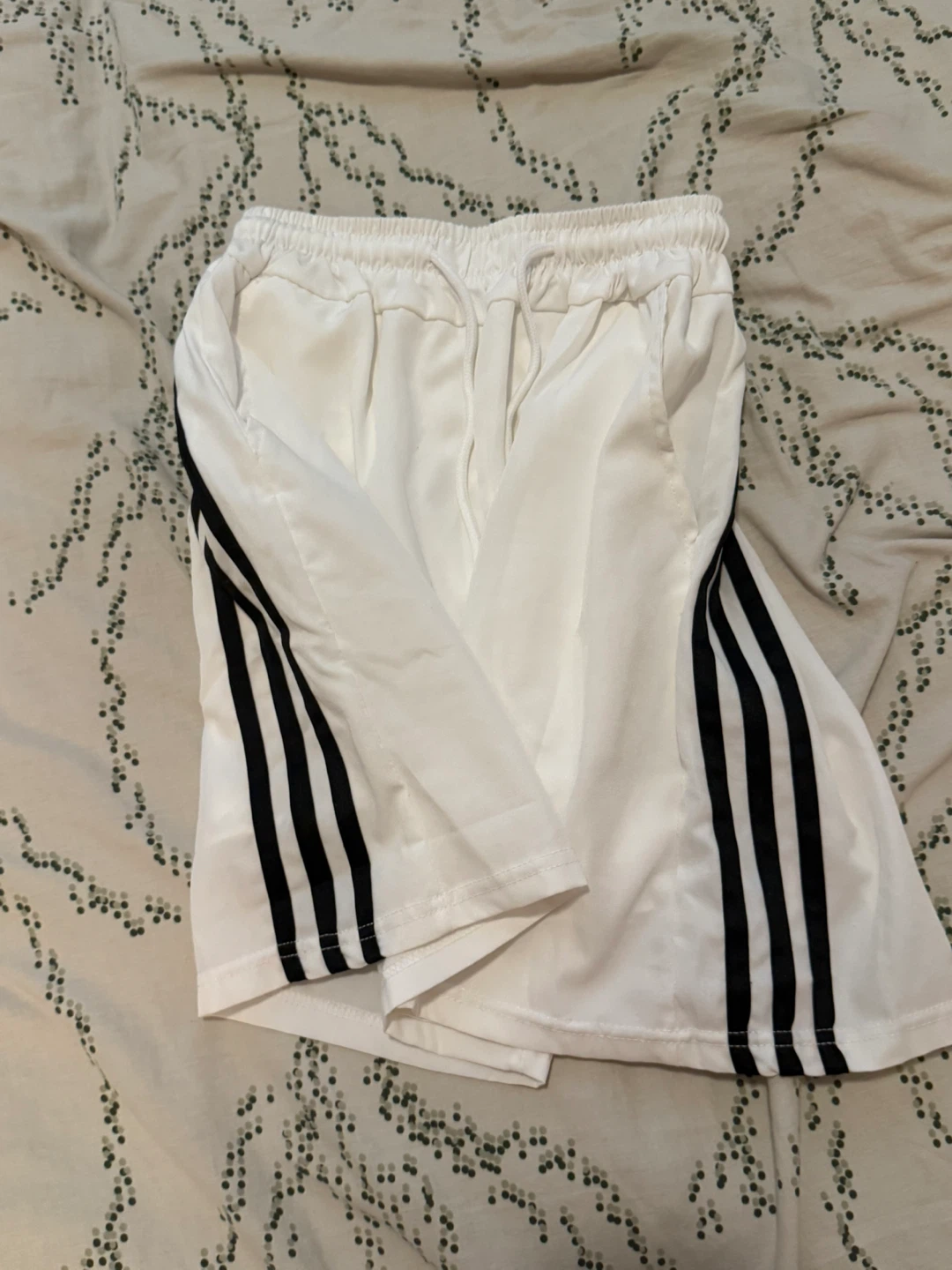 White Athletic Shorts with Black Stripes - photo 3