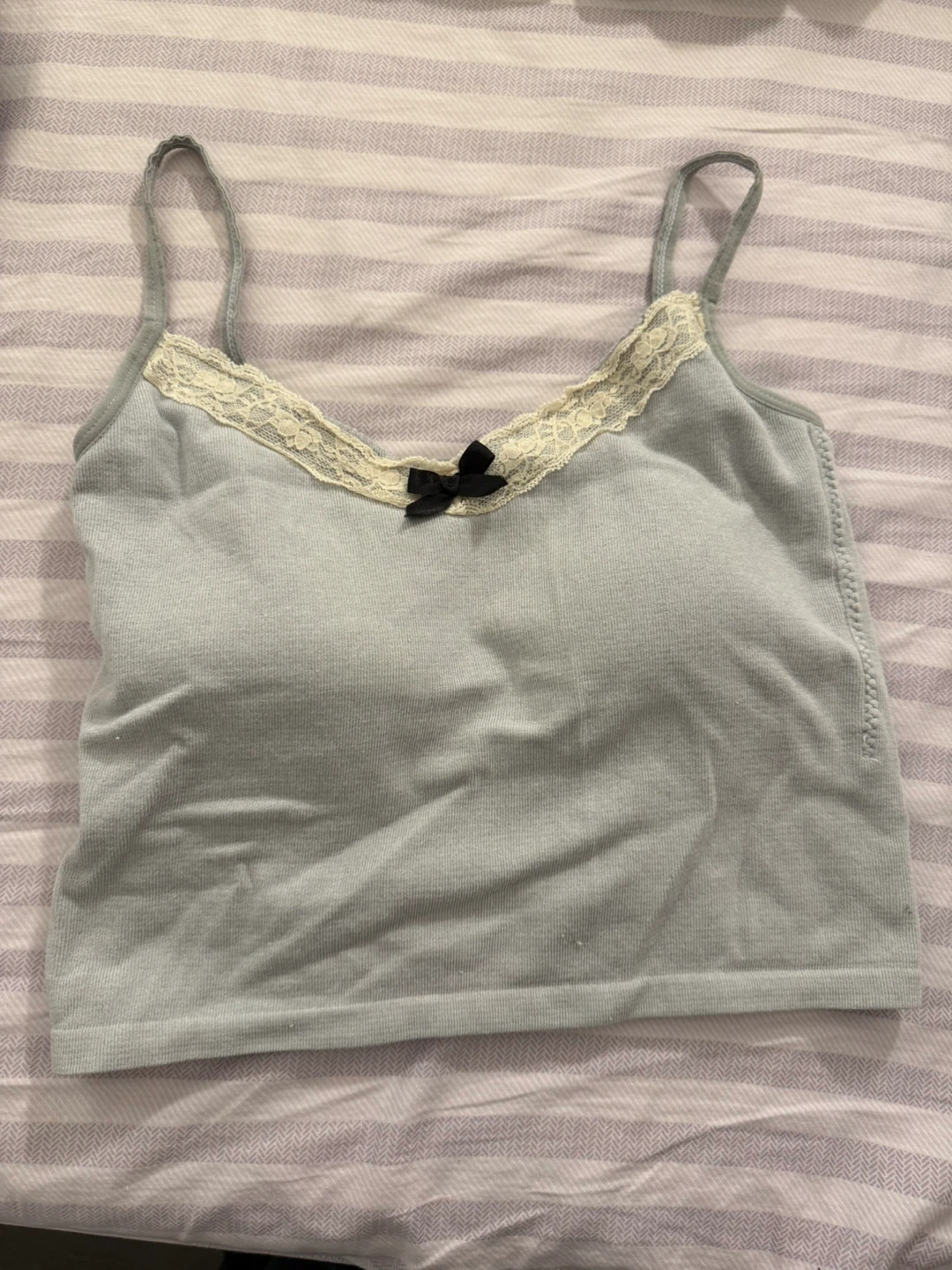 Grey Camisole Top with Lace Trim Built in Bra - Size Small - photo 3