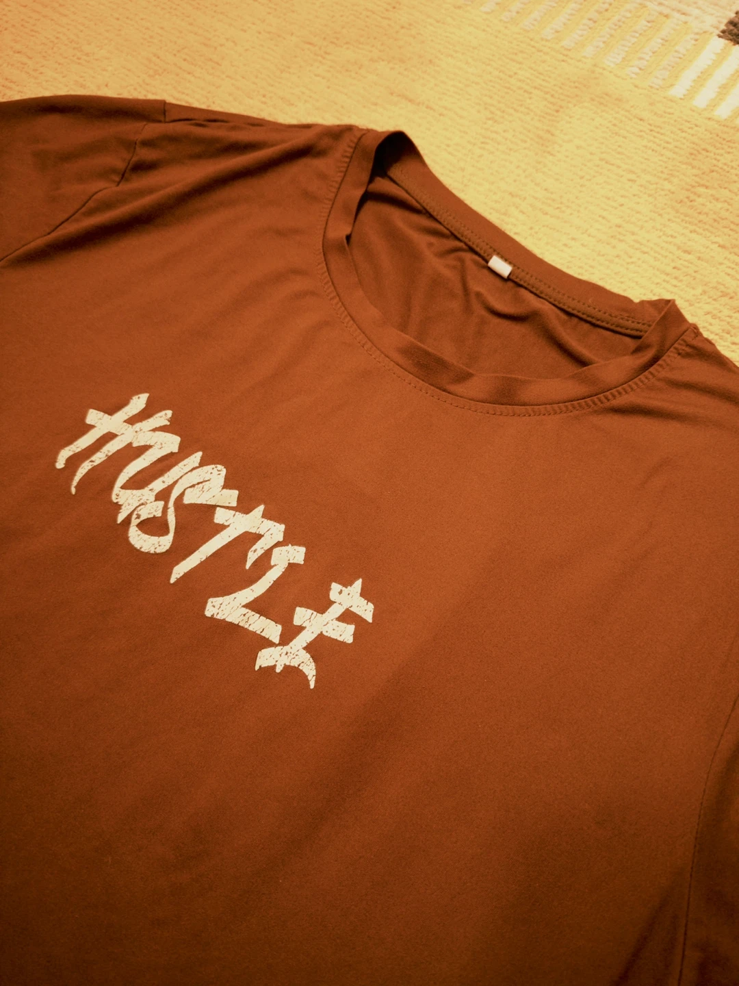 Brown T-Shirt with "Hustle Sleep" Graphic - photo 2