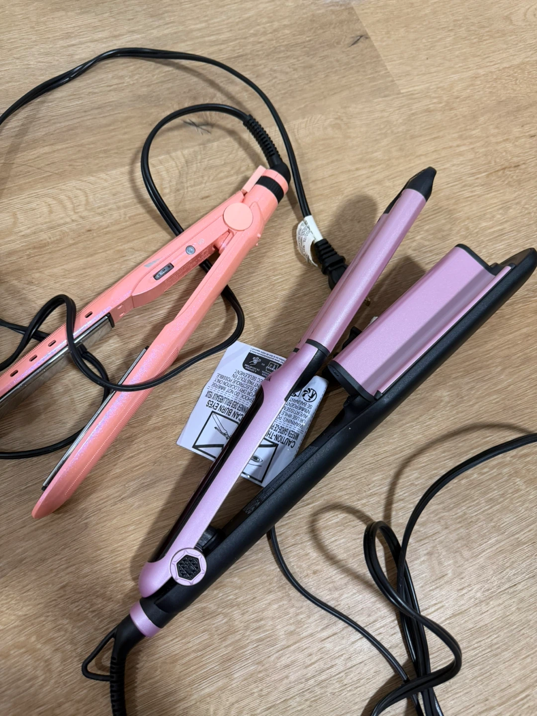 2 Hair Styling Tools: Pink Crimper & Flat Iron