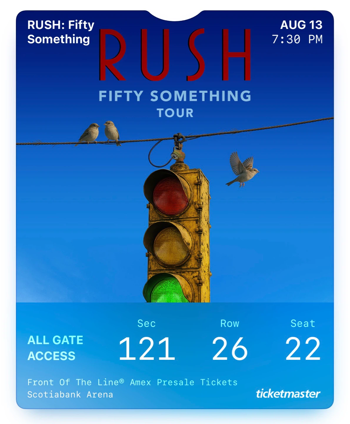 Rush: Fifty Something Tour Ticket - photo 2