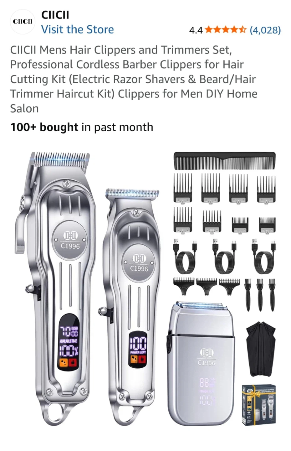 CIICII Pro Hair Clippers Trimmer & Shaver Set Model C1996