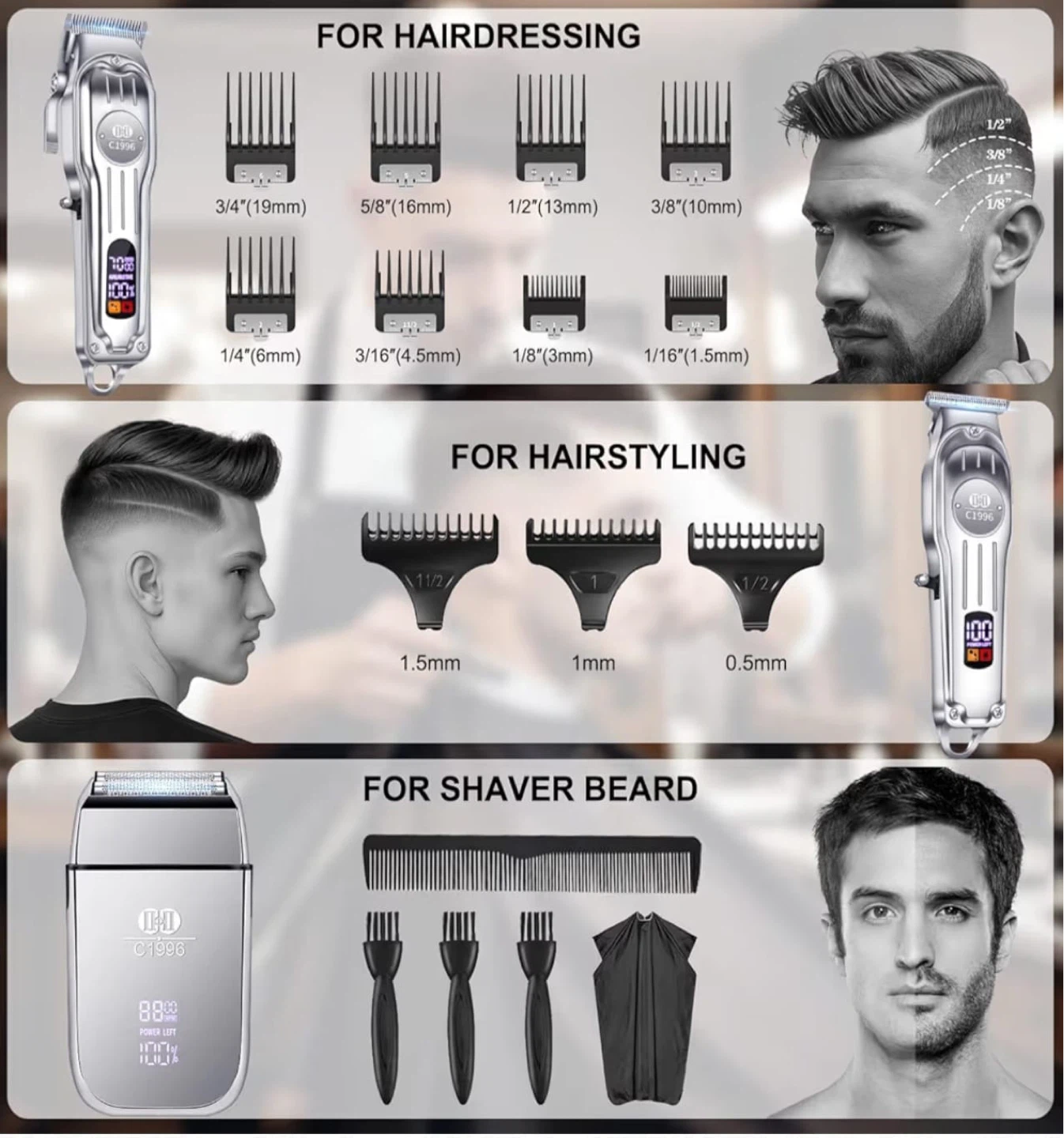 CIICII Pro Hair Clippers Trimmer & Shaver Set Model C1996 - photo 5