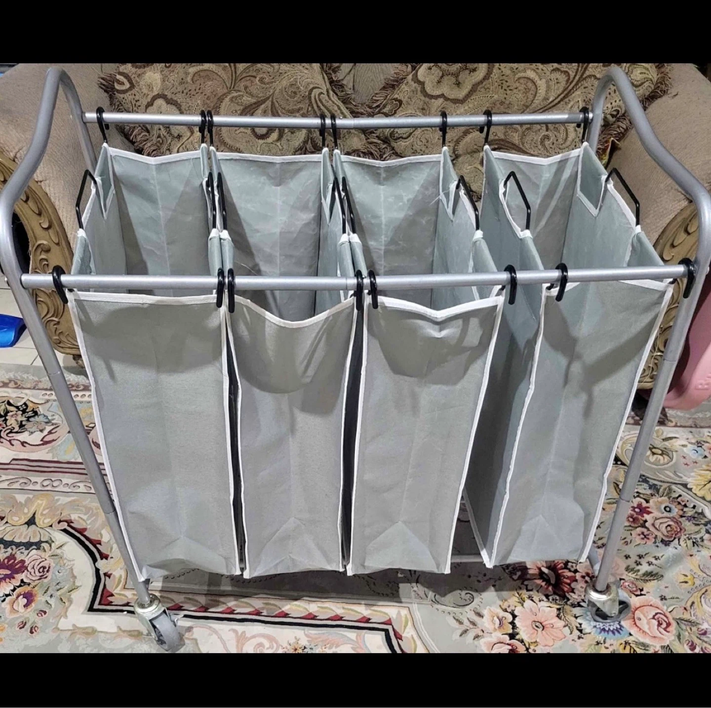 4-Section Laundry Sorter Cart