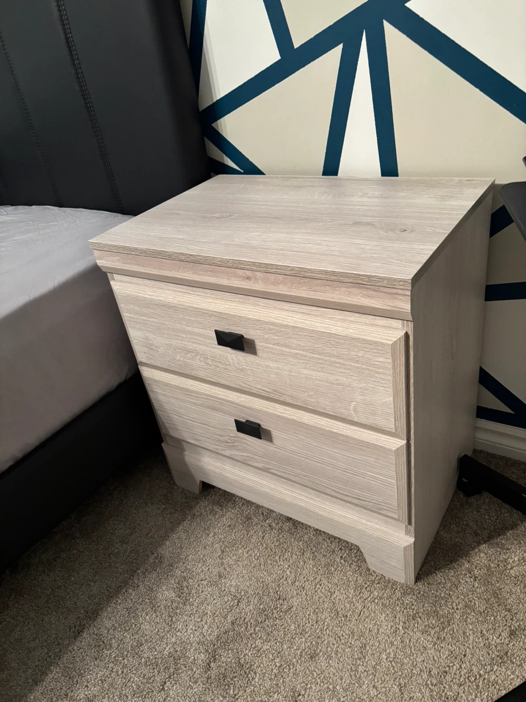 Light Wood 2-Drawer Nightstand - photo 3