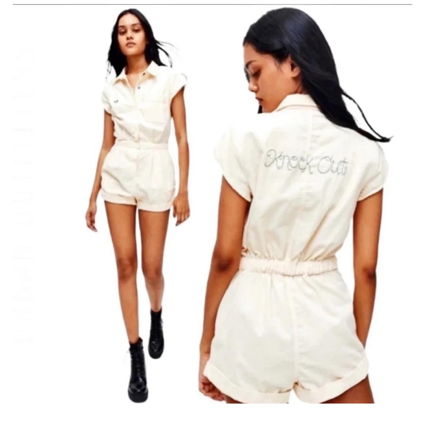 Urban Outfitters Cream Corduroy Romper - Size Small