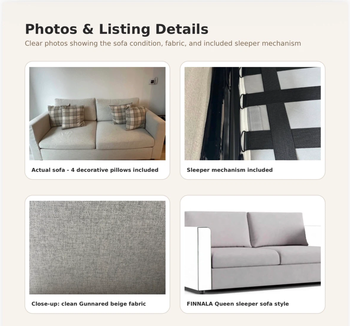 FINNALA Queen Sleeper Sofa – Complete Set – $1,000 - photo 2
