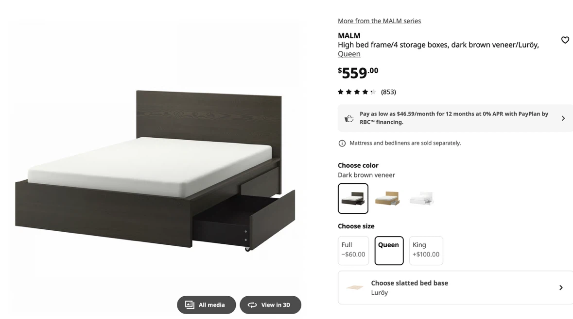 IKEA MALM Queen Bed with 4 Storage Drawers – $400 - photo 4
