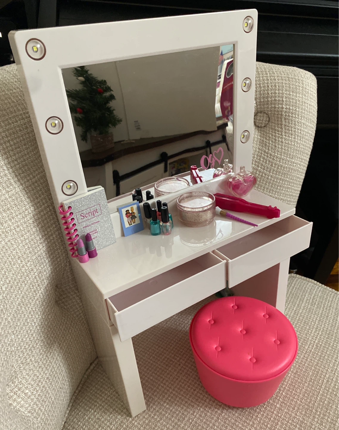 Our Generation Play Vanity with Stool and Accessories