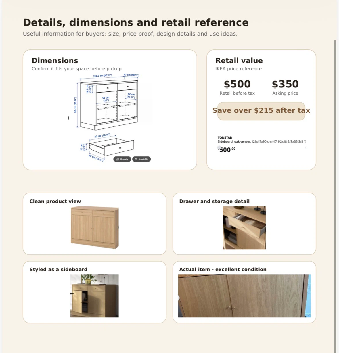 IKEA TONSTAD Sideboard – Premium Oak Veneer Collection - photo 2