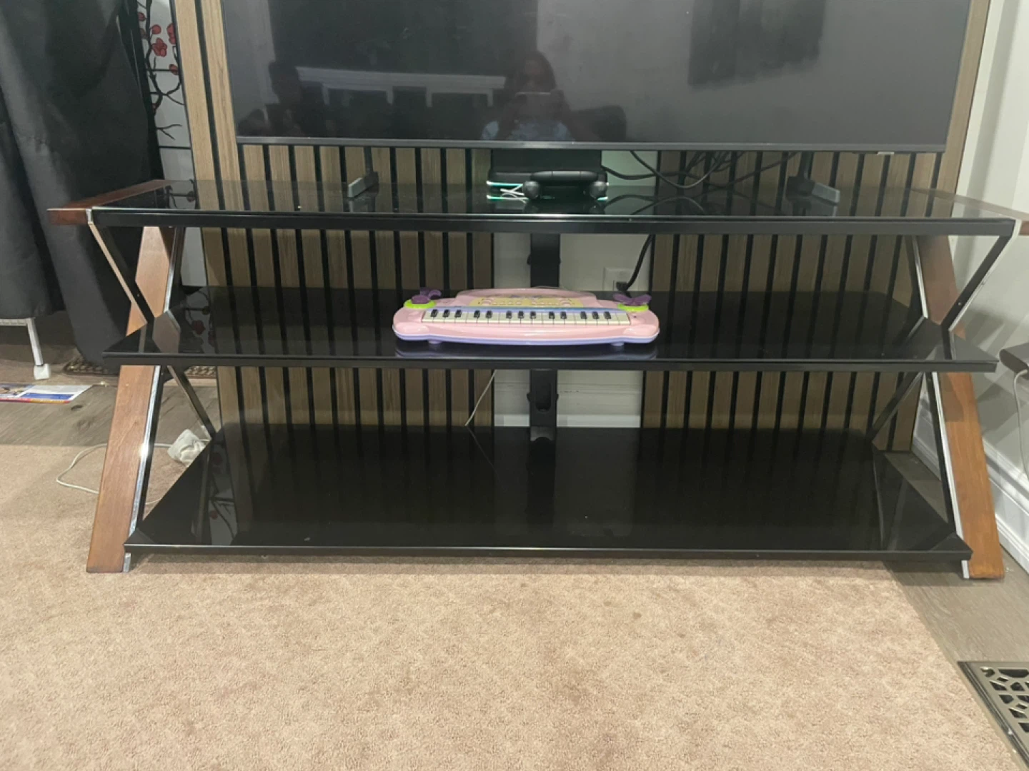 Black Glass 3-Tier TV Stand